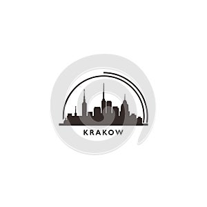 Krakow cityscape skyline vector logo