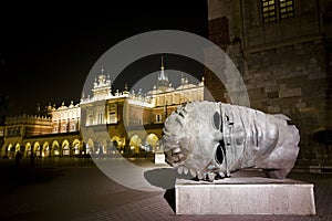 Krakow main square at night