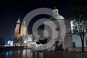 Krakow main square at night photo