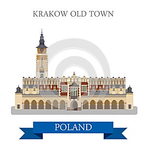 Krakow Old Town Poland Europe flat vector attraction landmark photo