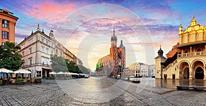 Krakow panorama at sunrise, Poland