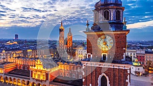 Krakow, Poland - Aerial Ryenek Square with the Cathedral and Town Hall Tower photo