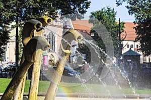 Fontanna Fryderyka Chopina Chopin`s Piano Water Fountain in Krakow, Poland