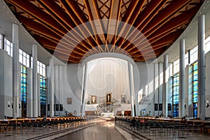 Interior of Sanctuary of Divine Mercy in Lagiewniki in city Krakow, Poland