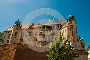 KRAKOW, POLAND: Beautiful landscape with the famous old complex of Wawel Royal Castle on a Sunny summer day in Krakow, Poland