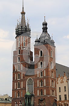 Krakow in Poland and the Church of Our Lady Saint Mary