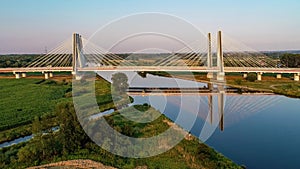 Krakow, Poland. Double cable-stayed bridge over the Vistula river