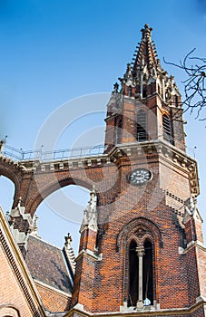 KRAKOW, POLAND - FEBRUARY 27, 2017: Mariacki church, Church of Our Lady Assumed into Heaven, a brick gothic church