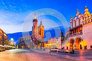 Krakow, Poland - Gothic beauty and historic charm shine at Cracovia\'s night scene photo