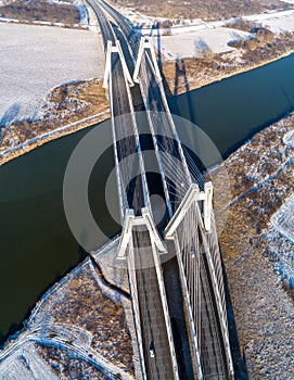 Krakow, Poland.  Macharski Double cable-stayed bridge over the Vistula river