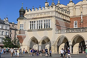 Cloth Hall on Main Market Square in sunny day, Krakow, Poland