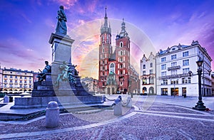 Krakow, Poland - Medieval Ryenek Square with the Cathedral