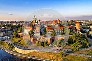 Krakow. Poland. Old city skyline with Wawel cathedral and castl photo