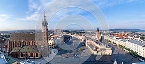 Krakow, Poland. Old city wide panorama with all main monuments