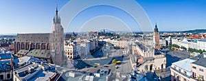 Krakow, Poland. Old city wide panorama with all main monuments