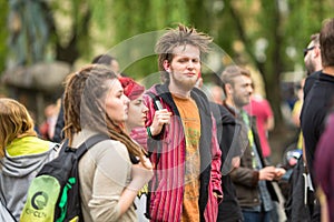 KRAKOW, POLAND - participants of the March For Cannabis Liberation.