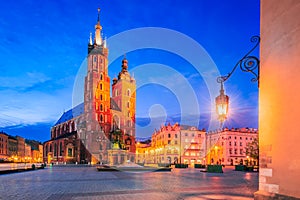 Krakow, Poland - Gothic beauty and historic charm shine at Cracovia\'s night scene photo