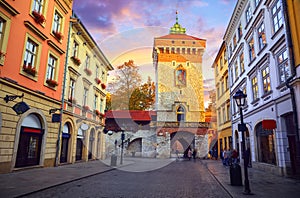 Krakow Poland. Saint Florian Gate Florianska Gate