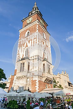 Krakow, Poland. Town Hall Tower Krakow, one of the main focal points of the Main Market Square in the Old Town.