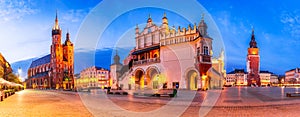 Krakow, Poland - Medieval Ryenek Square with the Cathedral, Cloth Hall and Town Hall Tower photo