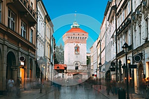 Krakow, Poland. View Of Florianska Gate Krakow, the Medieval Florianska - St Florin`s. UNESCO World Heritage Site photo