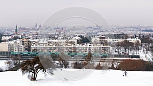 Kopiec Krakusa, Mound Of Krak In Krakow, Poland City skyline During Winter Season