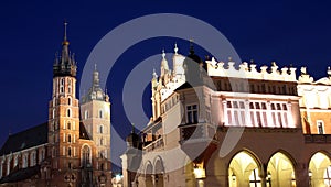 Krakows main square at night photo