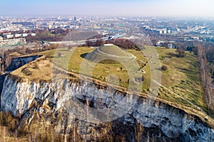 Krakus Mound and quarry in Krakow, Poland