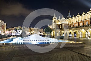 KrakÃ³w Cloth Hall Sukiennice at night