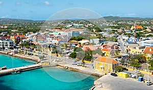 Kralendijk, capital city and harbor of Bonaire Island.