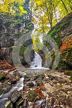 Kralicky vodopad waterfall at Kremnicke Vrchy mountains