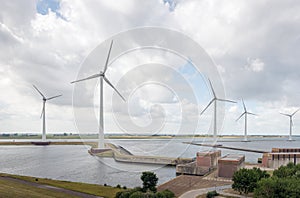 Krammer wind farm and western entrance to the Krammer lock complex