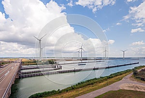 Krammer wind farm and western entrance to the Krammer lock complex