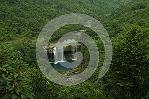 Krang Suri Waterfall an arial view,Meghalaya,India photo
