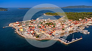 Krapanj, Croatia - Aerial view of Krapanj island (Otok Krapanj), the smallest inhabited island in Croatia