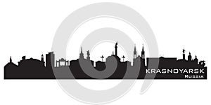 Krasnoyarsk Russia city skyline Detailed silhouette