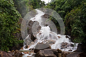 Krathing waterfall in the rainy season and refreshing greenery forest in the national park of Khao Khitchakut Chanthaburi province