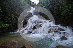 Krating waterfall in the rainy season and refreshing greenery forest in the national park of Khao Khitchakut Chanthaburi province