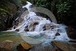 Krating waterfall in the rainy season and refreshing greenery forest in the national park of Khao Khitchakut Chanthaburi province