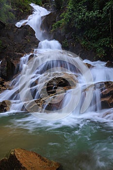 Krating waterfall in the rainy season and refreshing greenery forest in the national park of Khao Khitchakut Chanthaburi province