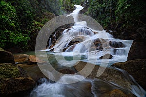 Krating waterfall in the rainy season and refreshing greenery forest in the national park of Khao Khitchakut Chanthaburi province