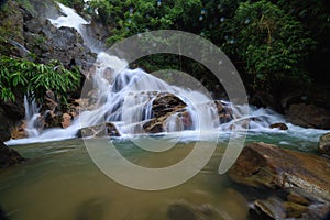 Krating waterfall in the rainy season and refreshing greenery forest in the national park of Khao Khitchakut Chanthaburi province