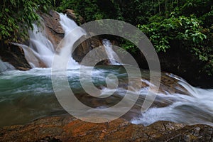 Krating waterfall in the rainy season and refreshing greenery forest in the national park of Khao Khitchakut Chanthaburi province