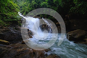 Krating waterfall in the rainy season and refreshing greenery forest in the national park of Khao Khitchakut Chanthaburi province