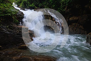 Krating waterfall in the rainy season and refreshing greenery forest in the national park of Khao Khitchakut Chanthaburi province