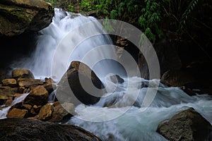 Krating waterfall in the rainy season and refreshing greenery forest in the national park of Khao Khitchakut Chanthaburi province