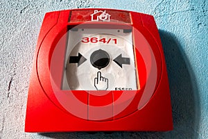 KRAUSNICK, GERMANY - Jan 01, 2020: Red fire detector to operate