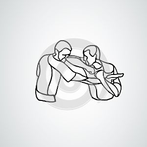 Krav maga silhouettes. Two abstract fighters pictogram