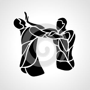 Krav maga silhouettes. Two abstract fighters pictogram