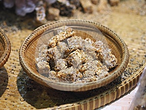 Krayasart, sticky sweets, Thai dessert made from rice, nut, sesame-seeds and sugar